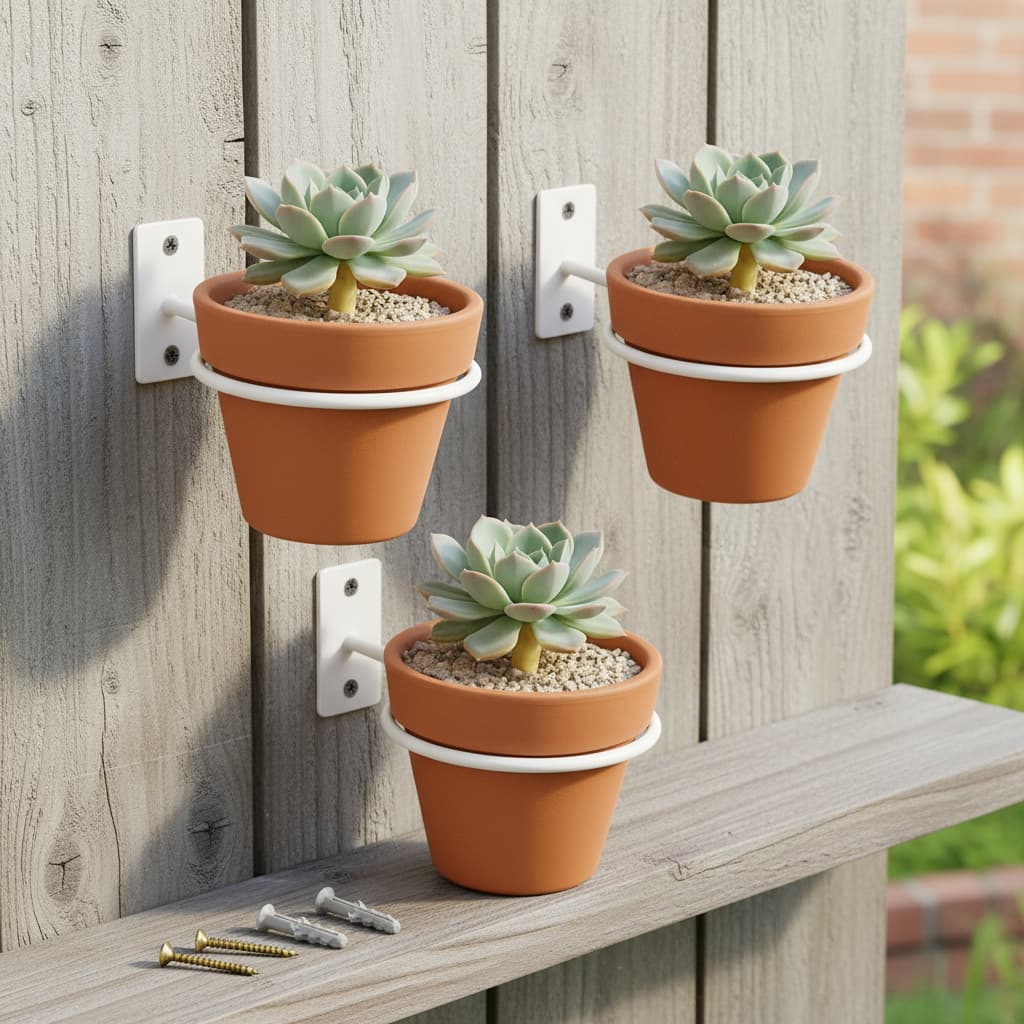 Kit 03 Suporte Vaso de Parede para Plantas Redondo Aço Reforçado + Parafusos e Buchas