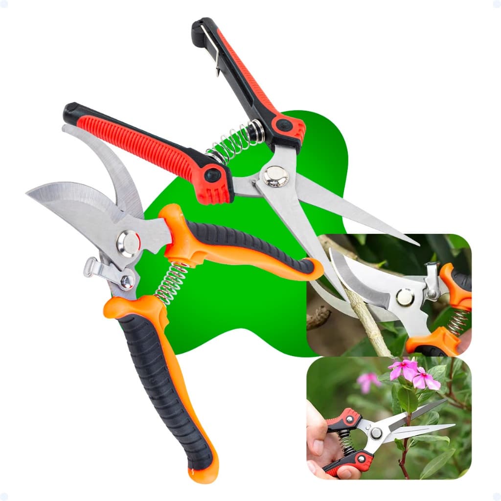 Kit 2 Tesouras Poda Super Afiada Jardinagem Profissional Tesoura de Poda De Galhos Plantas Flores
