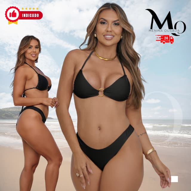 BIQUINI HALTER CORTININHA TRIANGULAR ARGOLA COM BOJO BIKINI FEMININO MARQUINHA
