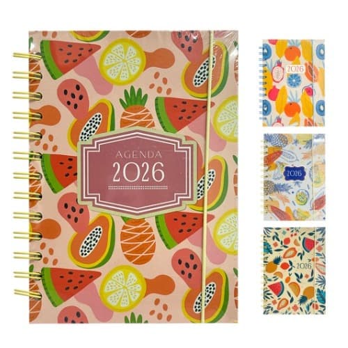 Agenda 2026 Premium  Frutas Espiral e Capa Dura 168 Folhas 18,7X13,7CM