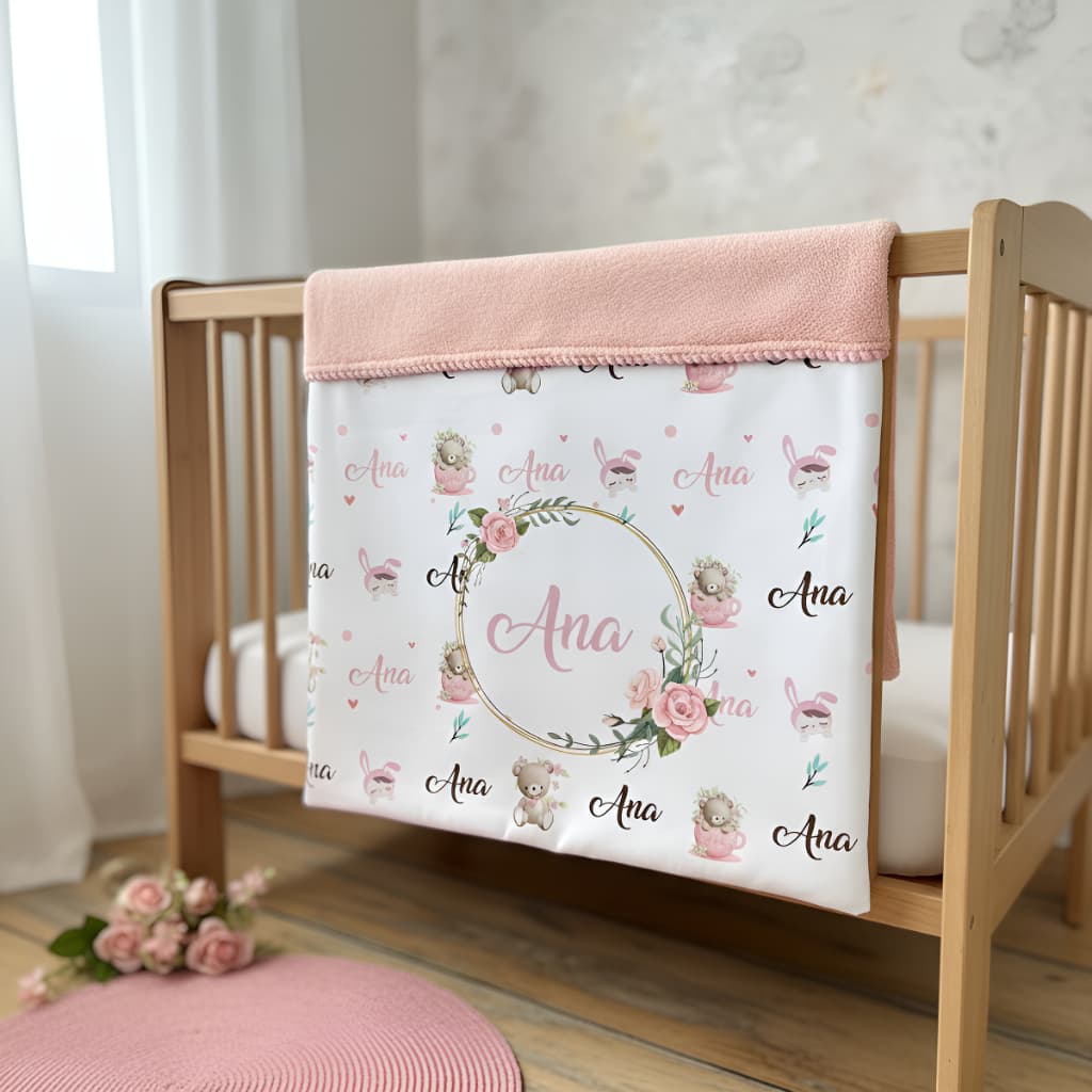 Manta Personalizada Para Bebê + Touca Brinde - Com Nome!