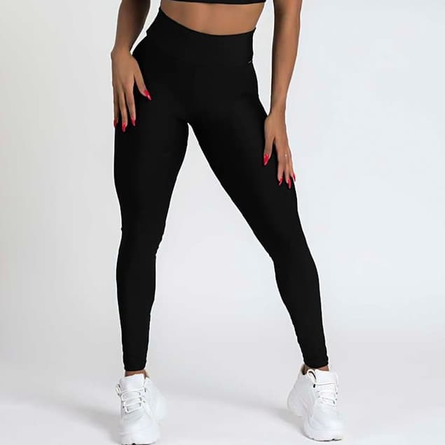 Calça Legging Feminina Academia Blackout Compressão Cós Anatômico Zero transparência PRETO-LAONEFIT