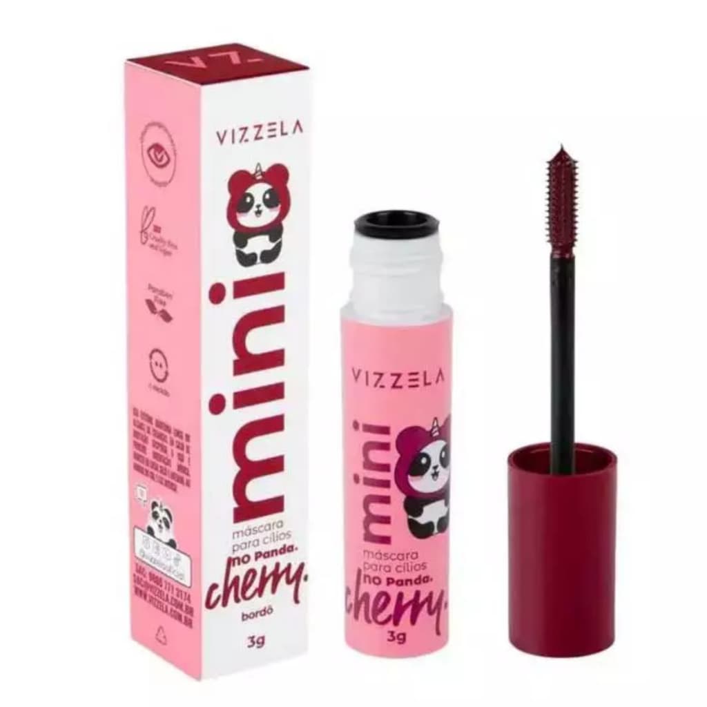 Máscara De Cílios Vizzela Mini Marrom Cherry E Preto Olhar Marcante
