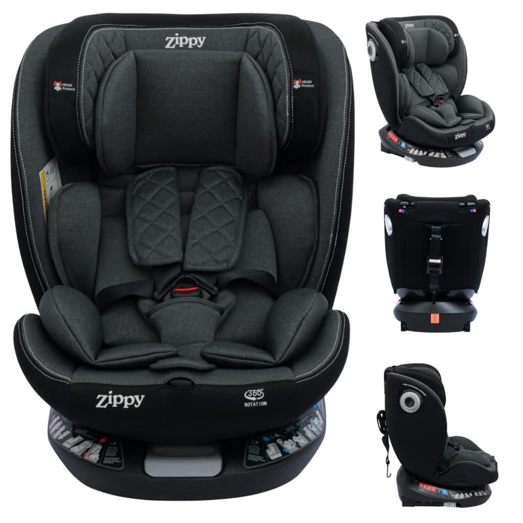 Cadeira Cadeirinha Bebê Conforto Auto Carro Isofix Giro 360 Suporta 36kg Grupo 1 2 3 Preta Cinza