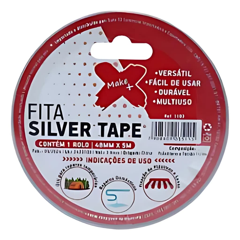 Fita Reforçada 48mm X 90m Ideal Para Juntas E Reparos Lisa Lisa Prateado