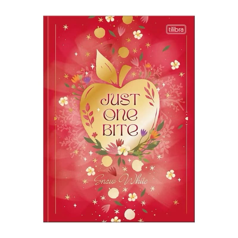 Caderno capa dura branca de neve Tilibra 80 folhas decoradas