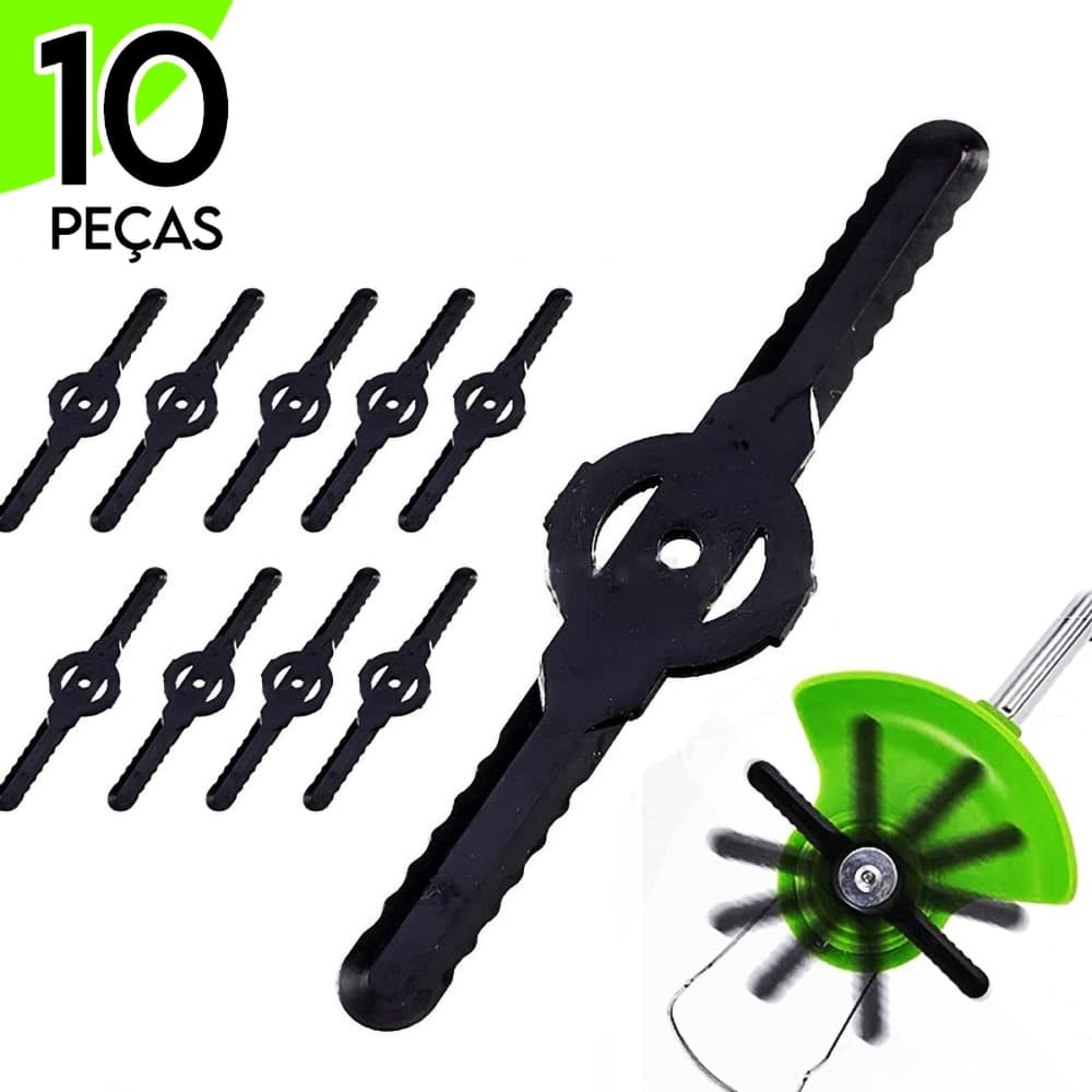Kit 10 Lâminas Plásticas Para Roçadeira Cortar Aparador de Grama a Bateria