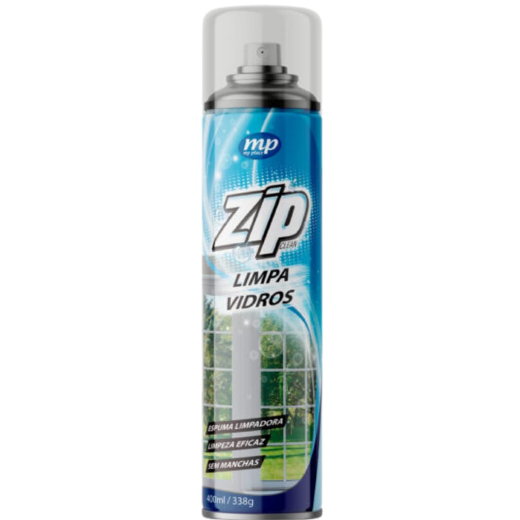 Limpa Vidros Zip 400ml em Espuma para Box, Espelhos e Janelas – Uso Doméstico e Automotivo, remove gordura e marcas