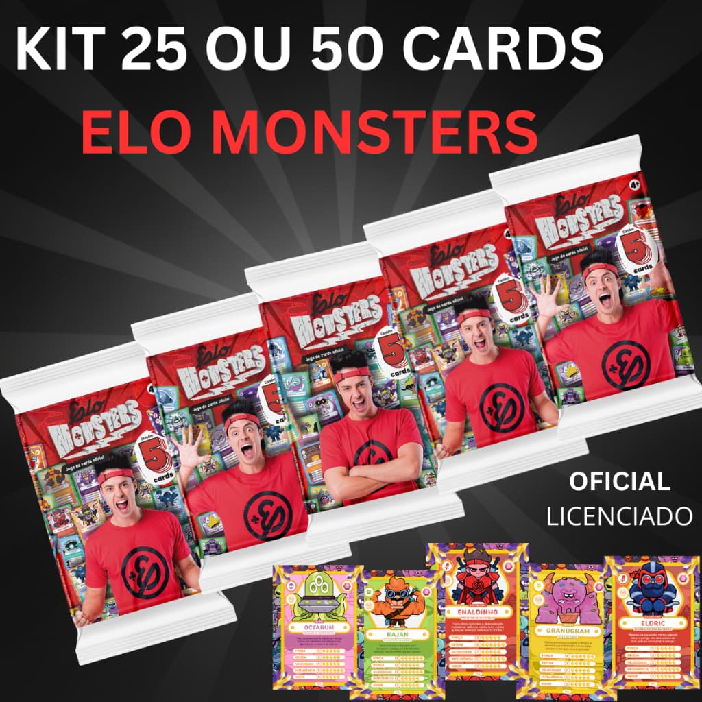 Cards Colecionáveis Elo Monsters Enaldinho - Kit com 25 ou 50 Cartas