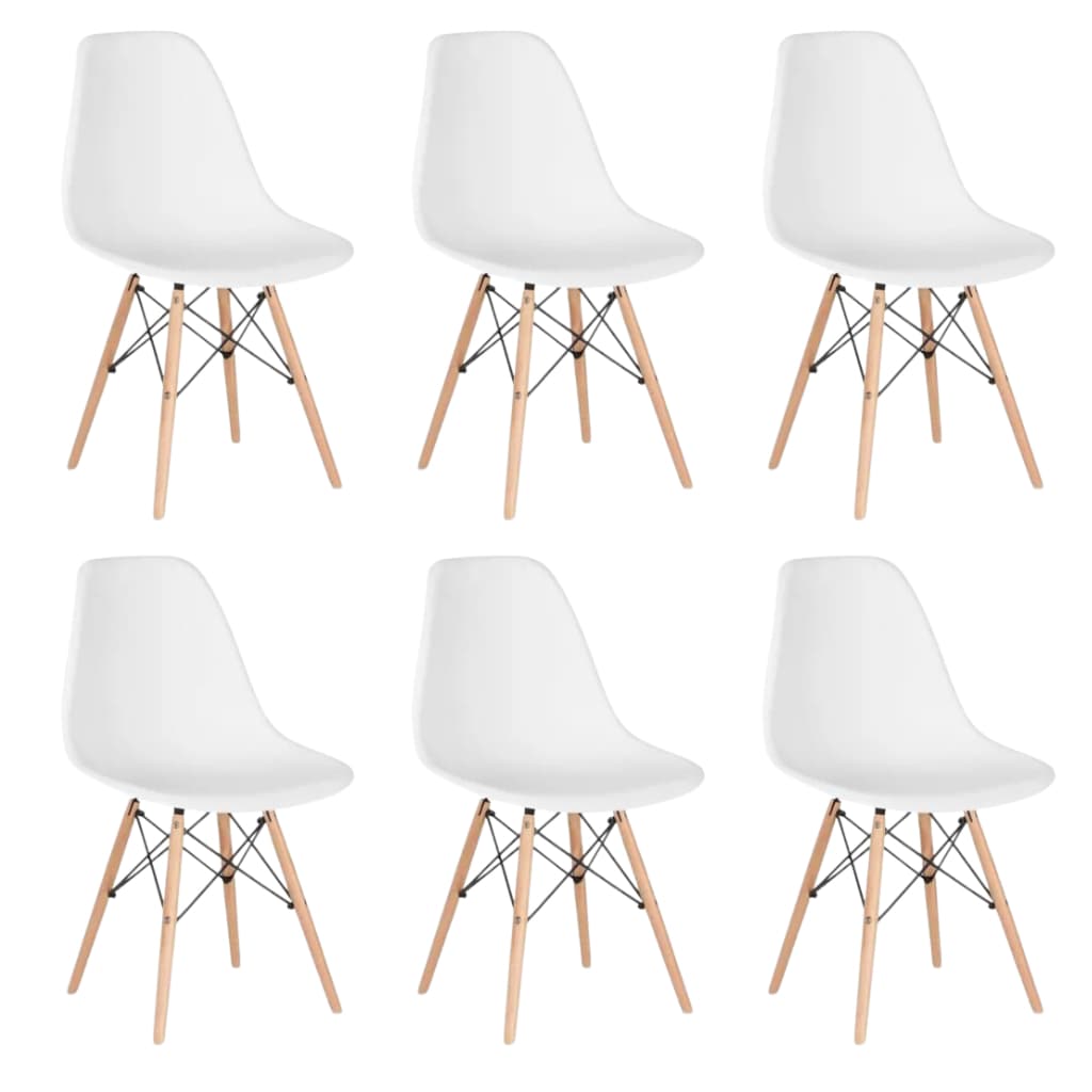 Conjunto 6 Cadeiras de jantar moderna  Eames Eiffel Dkr Movescan Branca