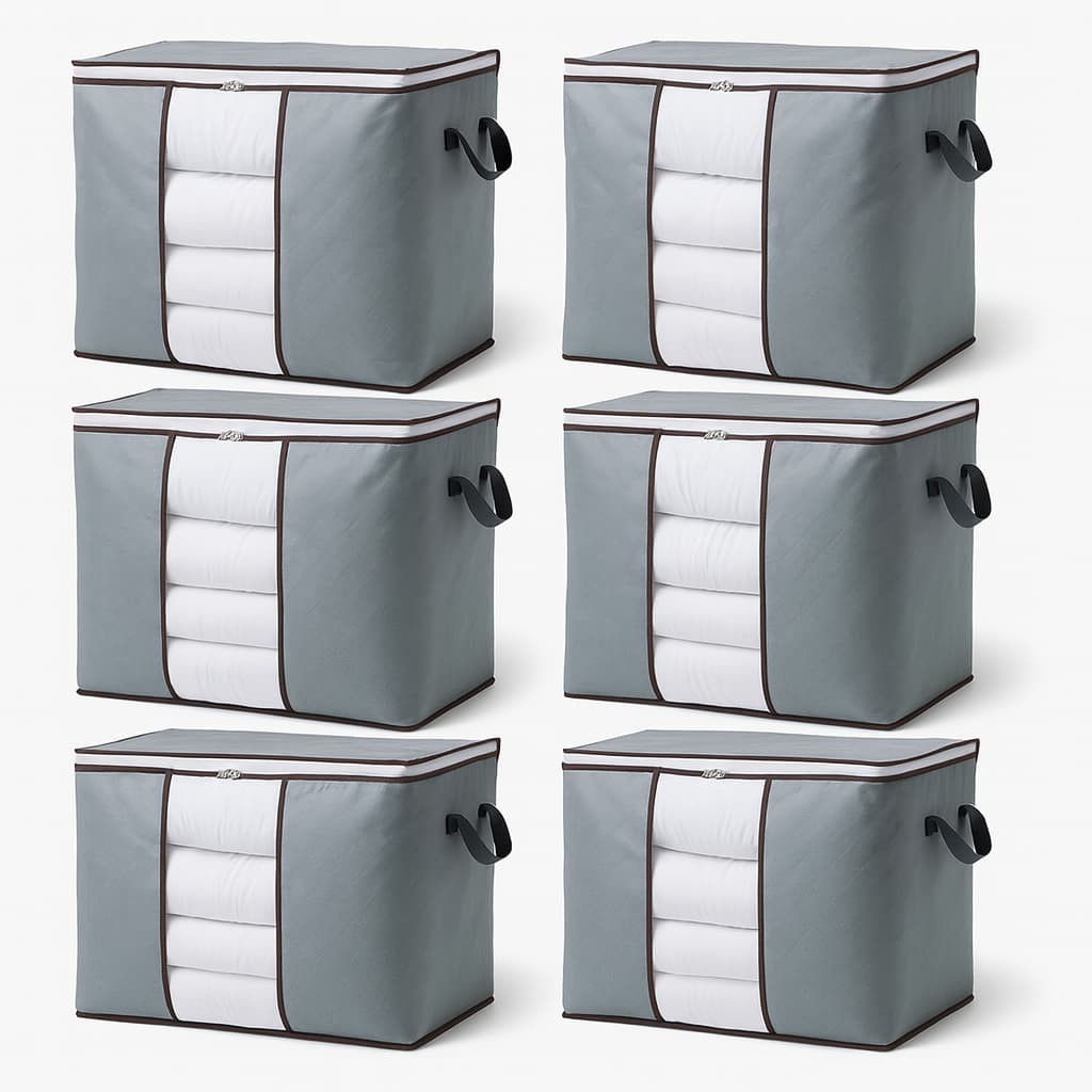 Kit Caixa Organizadora Multiuso Com Visor Para Guarda Roupa Edredon Cobertas e Roupas 45x45cm