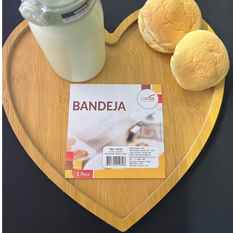 Prato Bandeja Madeira Coração Petisqueira Tábua Frios Mdf