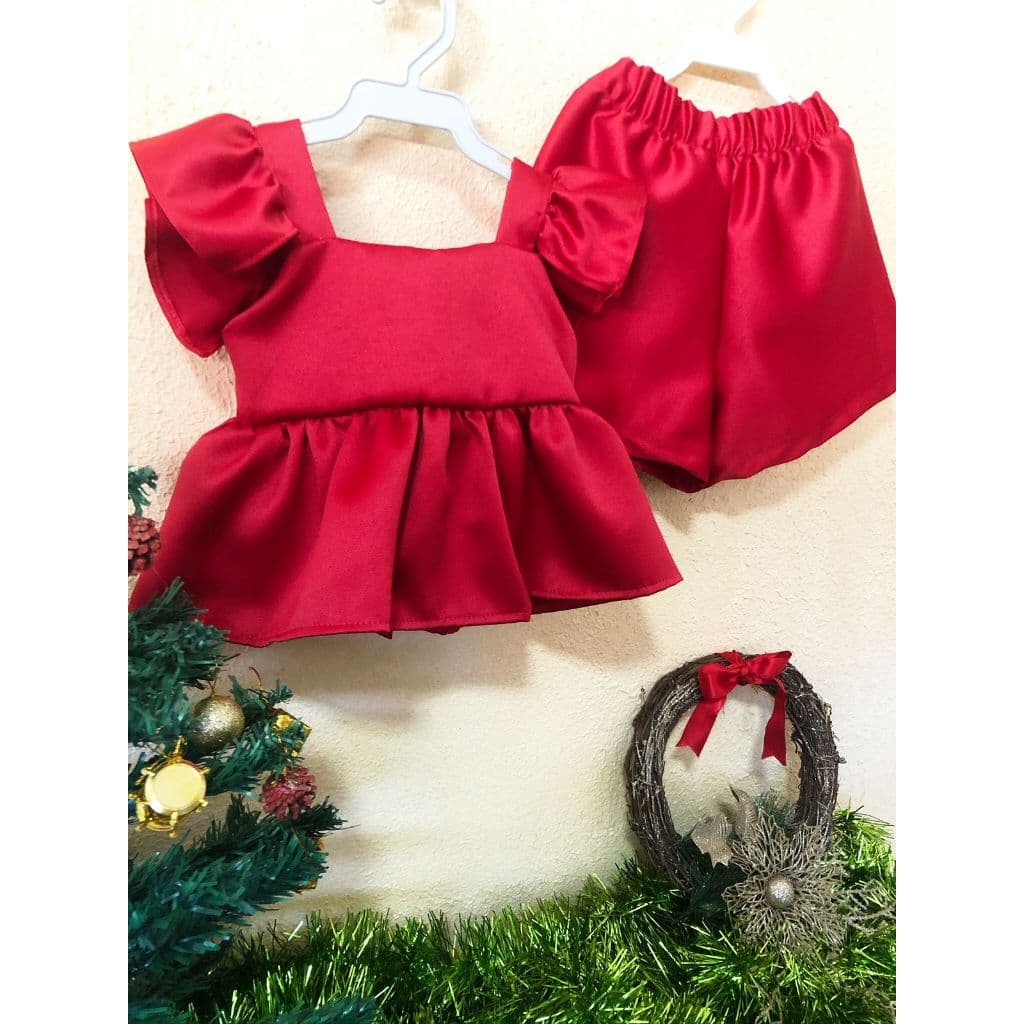 Conjunto Bebê Menina Natal Ano Novo Roupa infantil baby menina reveillón Short e Blusa Bebezinha ALFAIATARIA