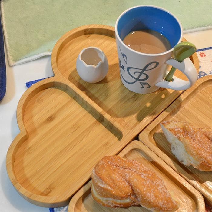 Bandeja Petisqueira Gamela De Madeira Bambu em Formato de Corações