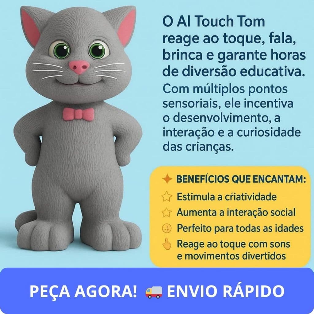 Boneco Talking Tom Interativo Gato Falante Fala Repete Responde Ao Toque