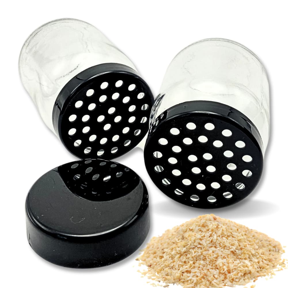 2 Pote De Vidro Liso Para Mantimentos 268ml Com Tampa Dupla Polvilhar, Tempero, Queijeira
