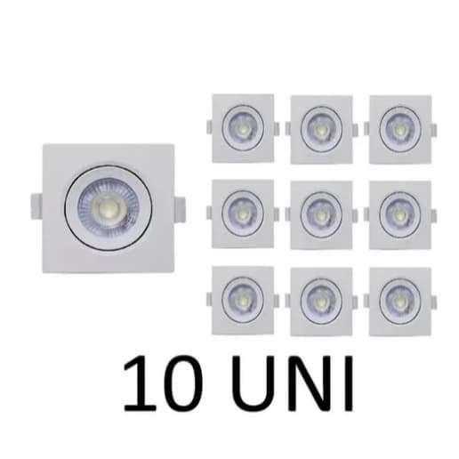 Kit 10 Spot Led 7w Quadrado Direcionável Bivolt B. Frio/B. quente
