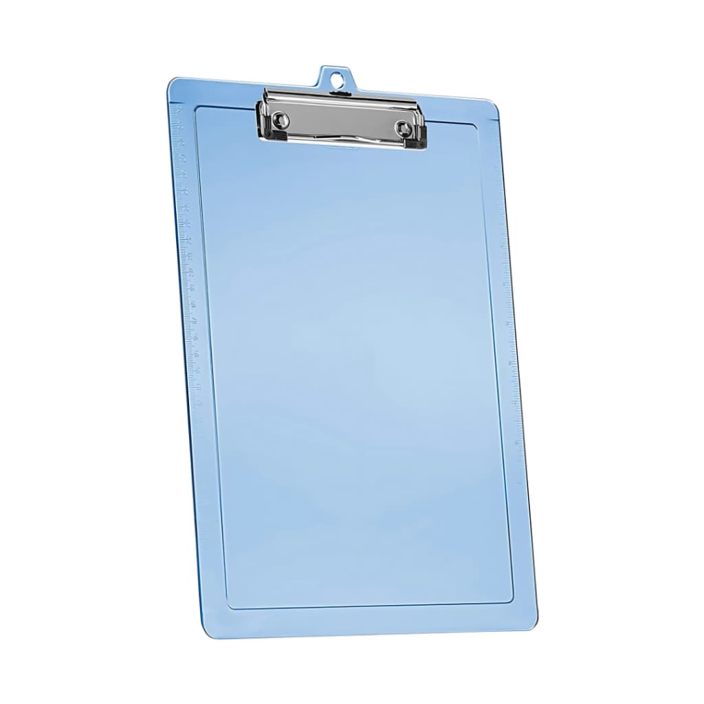 Prancheta Ofício Universal Com 2 Réguas Laterais Prendedor Metálico Wire Clip (Cor: Azul Clear) Acrimet 134