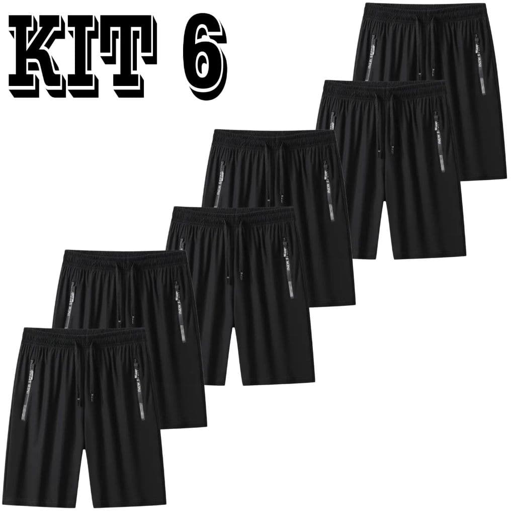 (KIT 6) BERMUDAS DRY ICE MASCULINA SECA RAPIDO BOLSOS ZIPER PRAIA ACADEMIA
