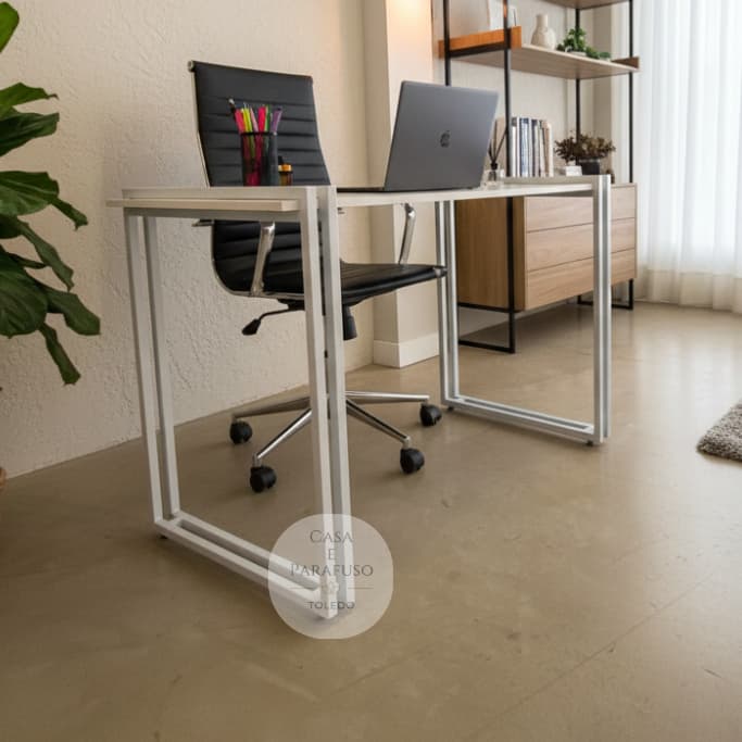Mesa Escritório Industrial com Estrutura Metálica Reforçada , Escrivaninha Estudo Home Office-103