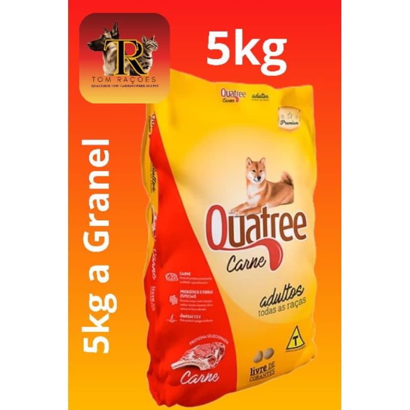 5kg a Granel, QUATREE CARNE PREMIUM, cães adultos, todas as raças, ração para cachorro adulto.