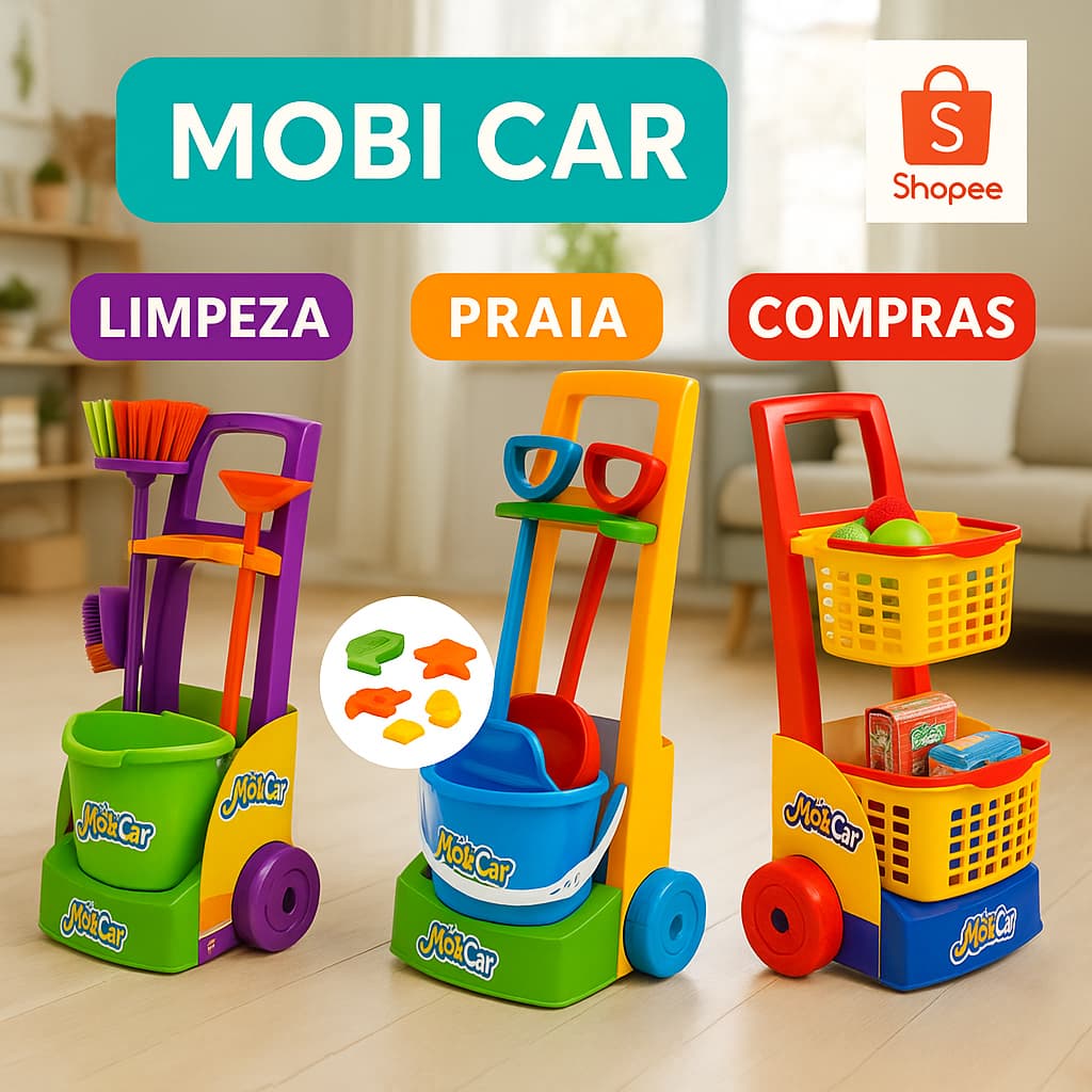 Brinquedo Carrinho De Compras Faz De Conta Mobi Car Presente Ideal Promoção Black Friday