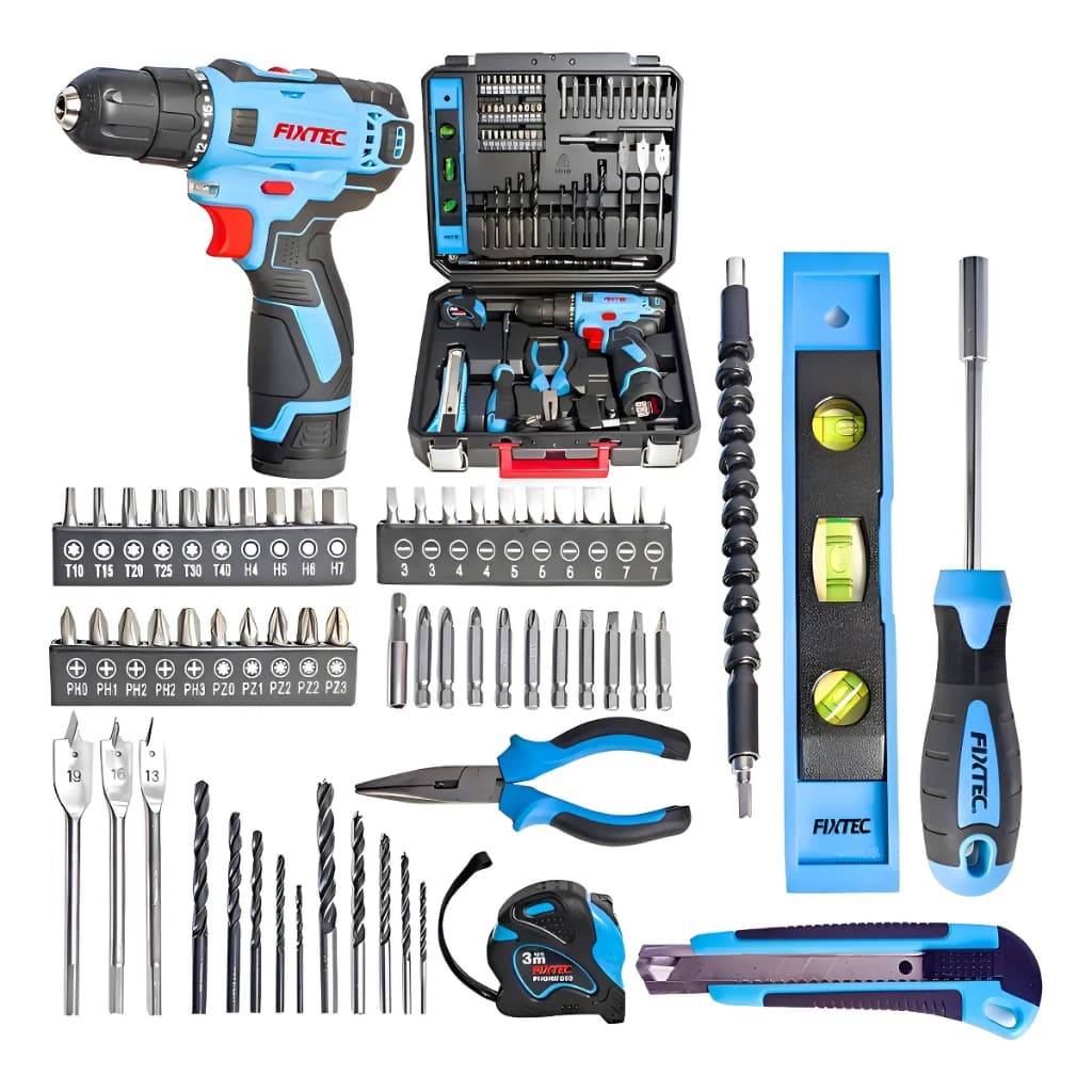 Kit De Furadeira Sem Fio Fixtec Com 60 Acessórios, Cor Azul Adicionar aos favoritos