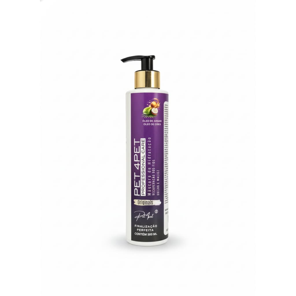 Mascara de Hidratação Finalização Perfeita Pet4Pet 300ml Oleo de Argan Oleo de Coco Maciez e Brilho