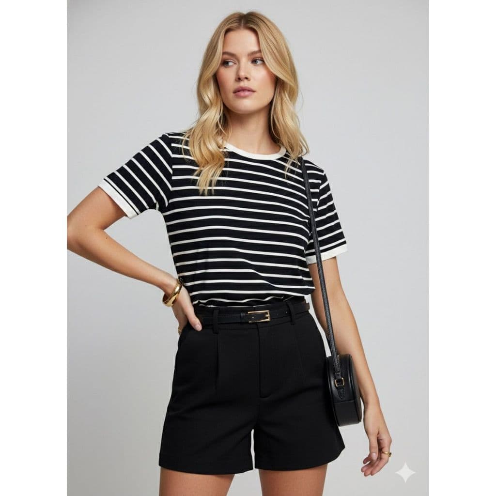 camiseta t shirt feminina tee gola redonda basica listrada dia a dia malha viscolycra soltinha