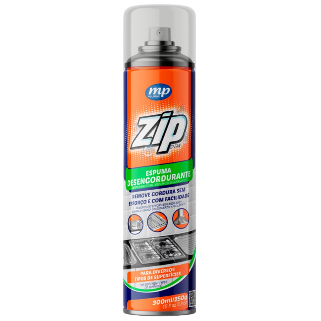 Desengordurante em Espuma Zip 300ml Potente Remove Gordura Pesada da Cozinha em Fogão Coifa Exaustor Grelha Sem Esforço
