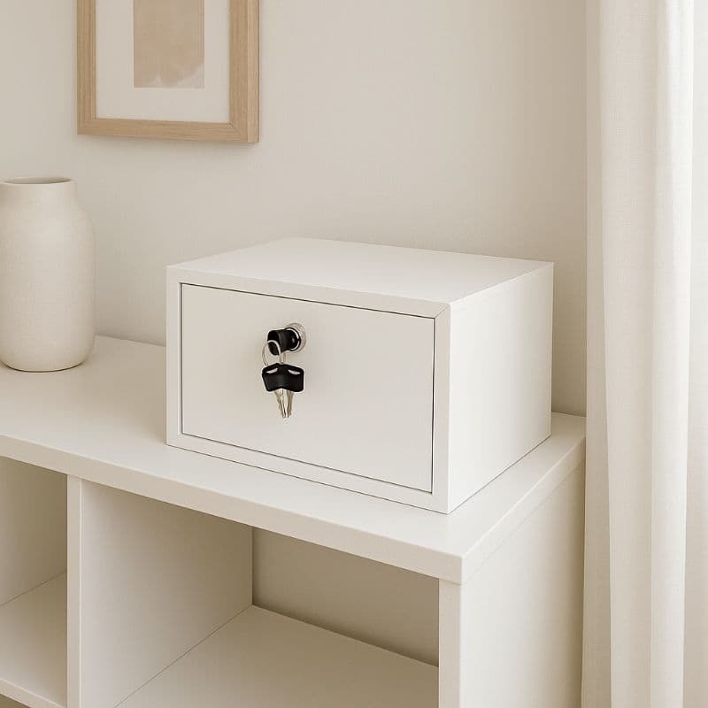 Cofre Com Chave Em MDF 15mm Branco Cofrinho 30x20x20cm