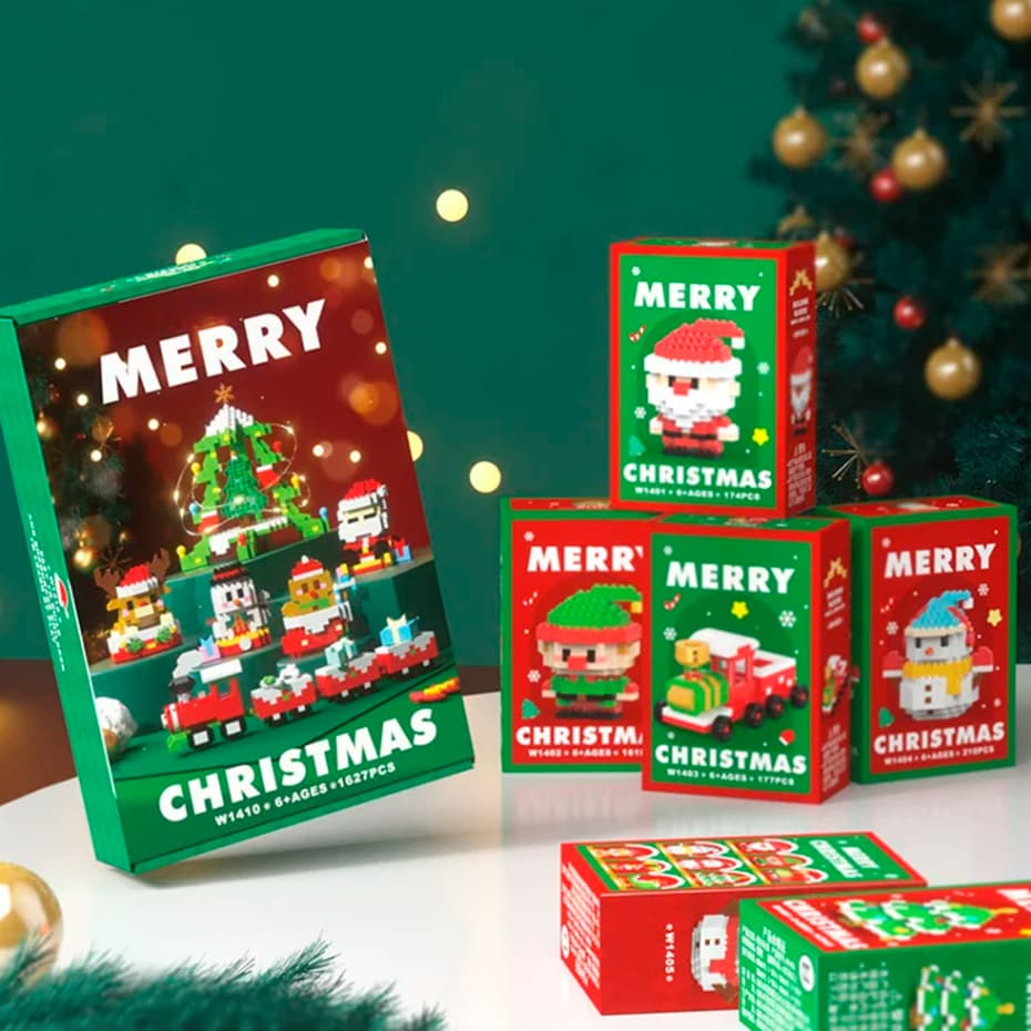 Blocos de Montar Kit Natalino Blocos de Construção de Natal Papai Noel Rena Boneco de Neve Brinquedo