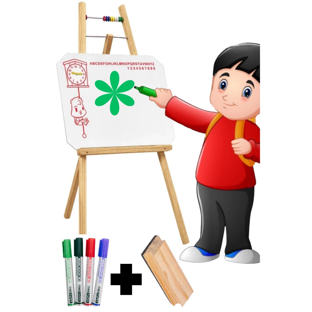 Lousa Branca Infantil Com Cavalete + Canetas + Apagador