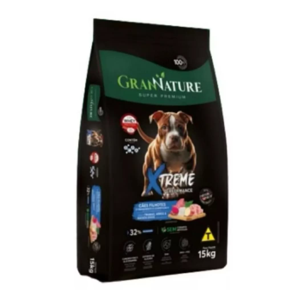Ração Gran Nature Filhote Xtreme Super Premium 15kg Pitbull Pitmonster rottweiler american bully