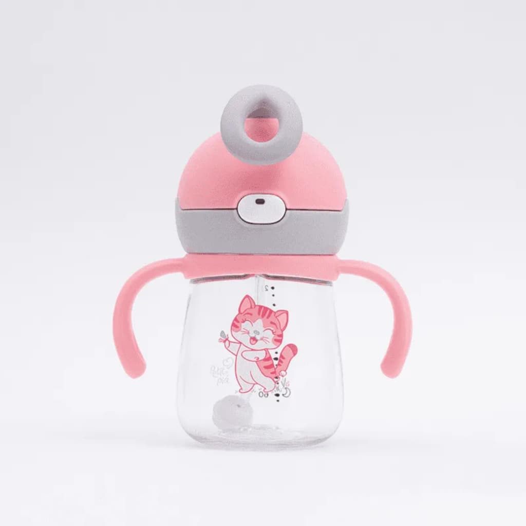 Copo de Treinamento Infantil Tritan com Alça Removível e Canudo Leo - 220ml Petit Piá    O Copo de Treinamento Infantil