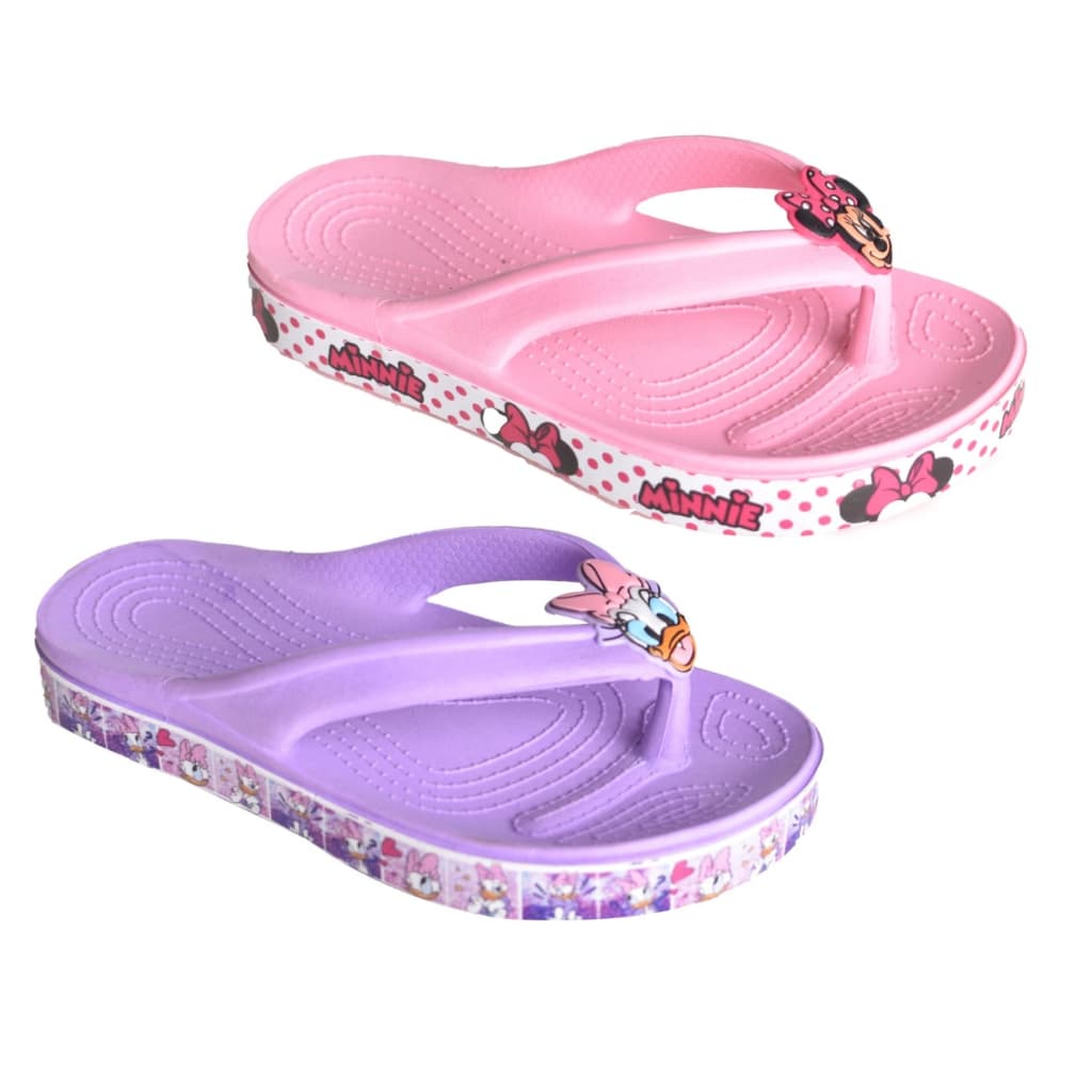2 Par Chinelo Infantil rosto minie margarida Laço Chinelos Sandalia rasteira rasteirinha feminina