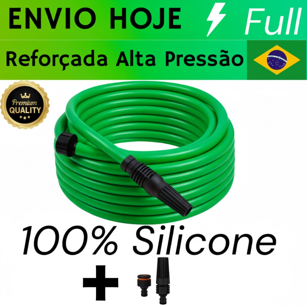 Mangueira Jardim Resistente Flexivel 50,30,20,10 Metros 7/16 Kit com Esguicho Conector Dupla Camada Pronta Entrega