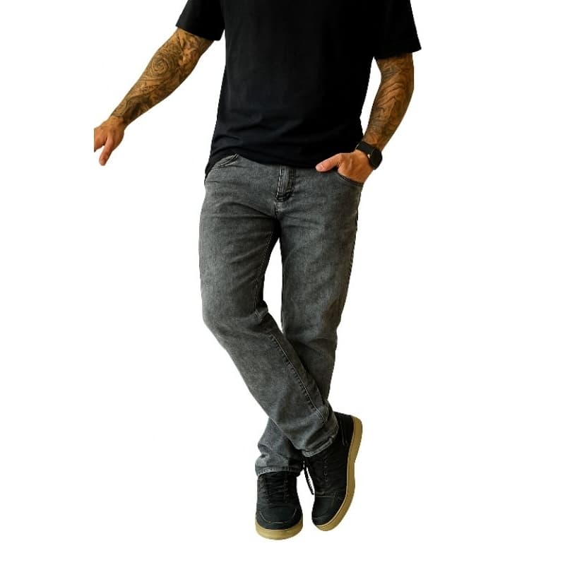 Calça jeans grafite masculina Corte reto estilo urbano