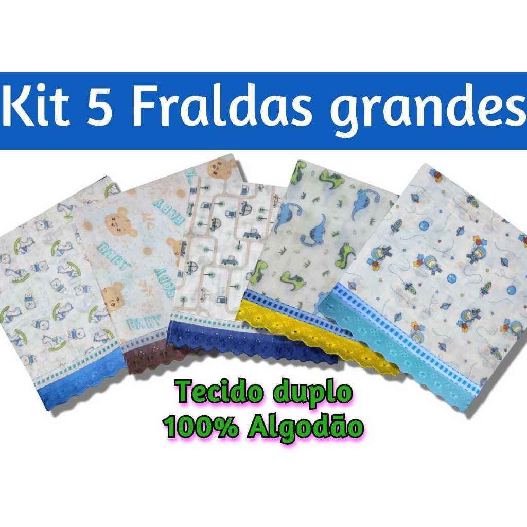 kit fraldas estampadas 100% algodão tecido suave para a pele do bebê