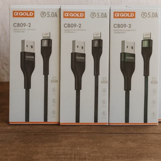 Kit 3 Cabos USB 5A Rápido Preto Verde Cinza Reforçado iPhone Carregamento Turbo