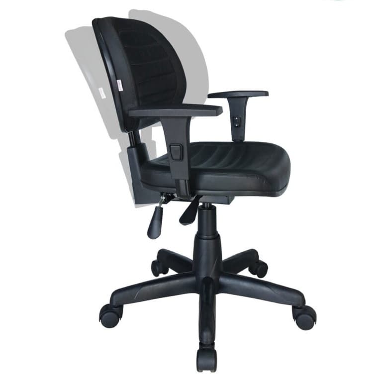 Cadeira de Escritório Executiva Back System com Costura com Braços Reguláveis Cor Preta