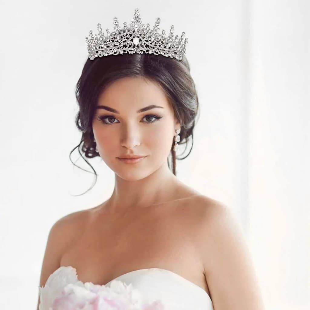 Conjunto Noiva Coroa Tiara Luxo + Colar e Brincos Cristal | Joias Casamento Noiva Debutante Festa Madrinha Kit Completo