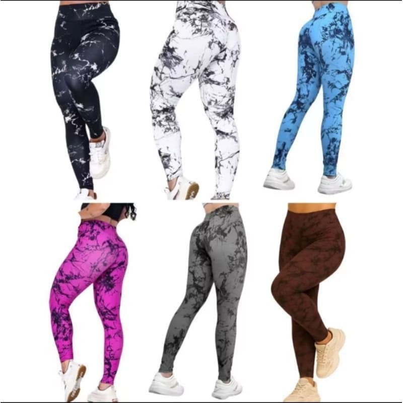 Calça Legging Marmorizada Tie Dye rajada fitness academia estampada
