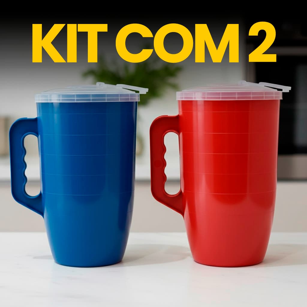 Kit 2 Jarras de Suco 4 Litros Coloridas Com Trava Bebida Gelada Verão Festa Churrasco Resistente