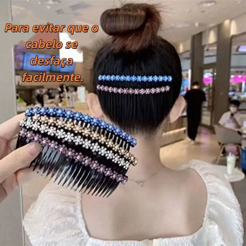 Pente cabelo cravejado strass para pentear fios rebeldes ornamento para pentear afastar fios soltos