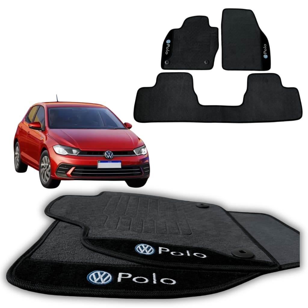 KIT 3 TAPETES AUTOMOTIVOS VW POLO ANO 2018 CARROS TAPETES EMBORRACHADOS 100% IMPERMEAVEL