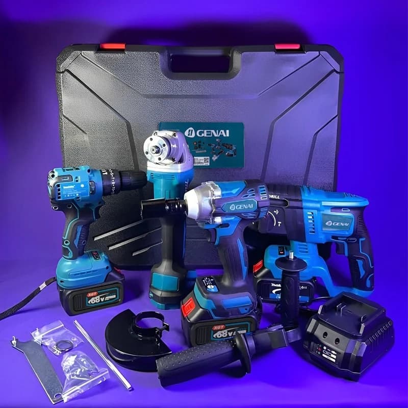 【GENAI】68 V Conjunto de ferramentas elétricas sem escovas 4 em 1 de com 13 acessórios para ferramentas