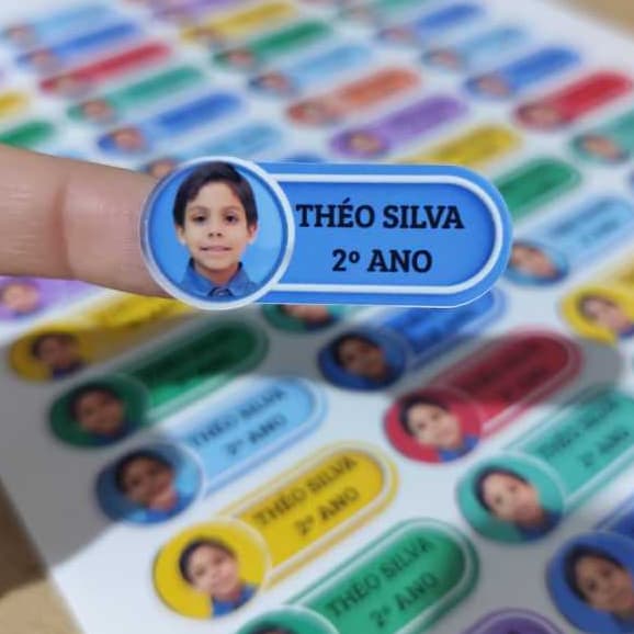 Kit com 120 unidades Etiquetas Escolares Personalizadas COM FOTO / Etiqueta Escolar