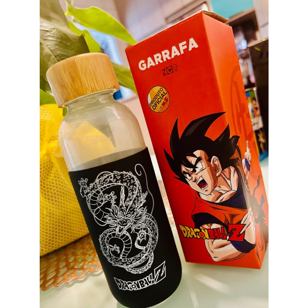 ECOGARRAFA DRAGON BALL Z Vidro Shenlong de 450ml Tampa Bambu |  Oficial Anime Manga Cospplay Geek Presente