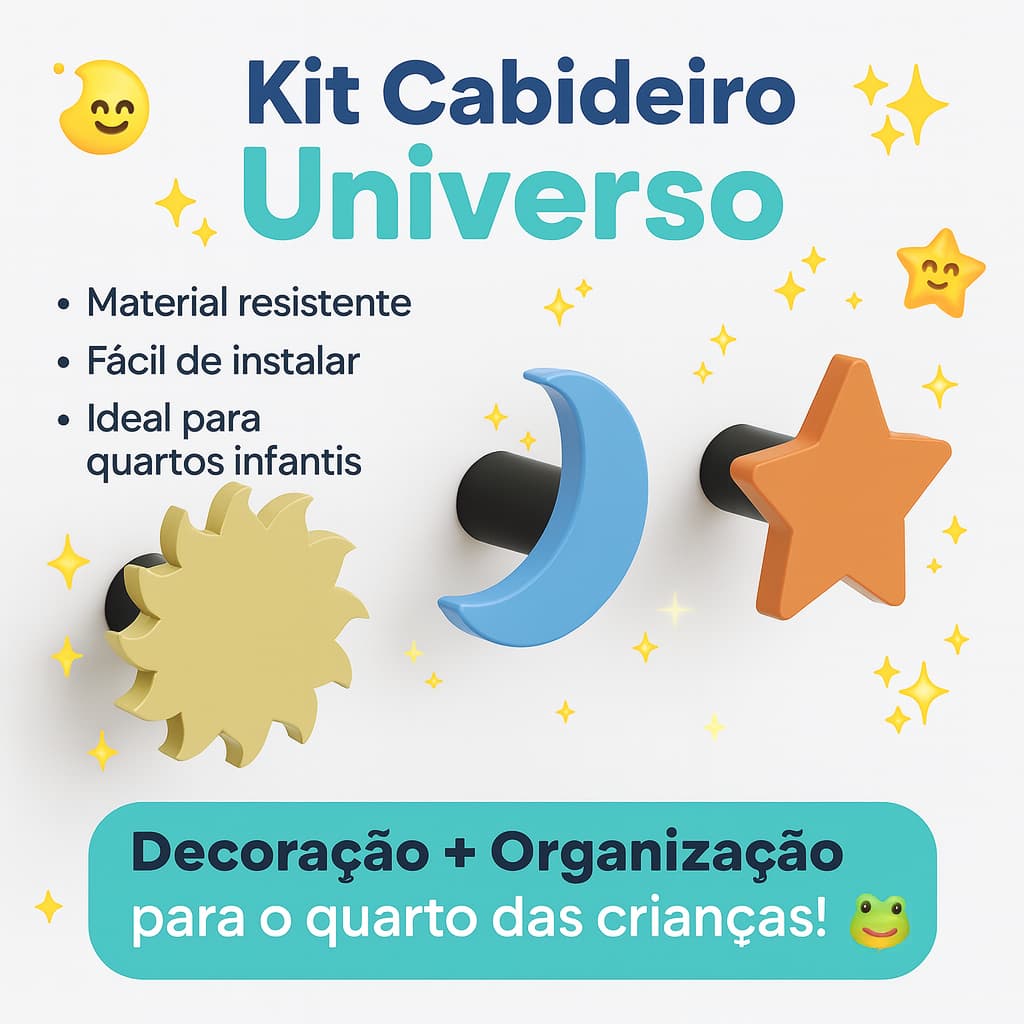 Kit Cabideiro Infantil Colorido – Lua sol Gancho Pendurador